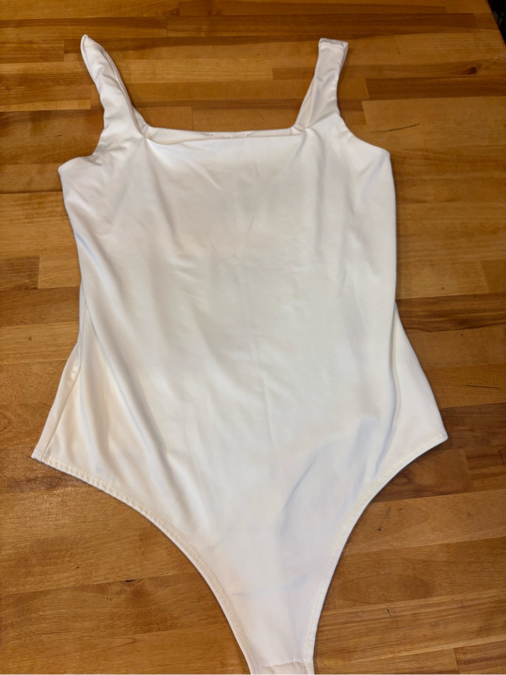Sleek White Square-Neck Bodysuit - Women - large